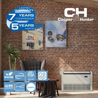 Cooper&Hunter Hyper 2-Zone Ductless Mini Split AC & Heat Pump 48000 BTU (18K+18K), Universal Floor/Ceiling Units, 230V