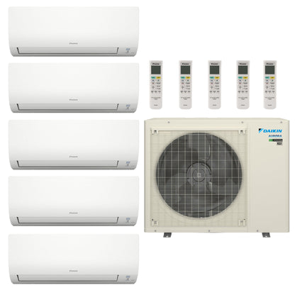Daikin Aurora 5-Zone Ductless Mini Split AC & Heat Pump 48000 BTU (7K+7K+7K+7K+7K), Wall Mount Units, 230V - R32