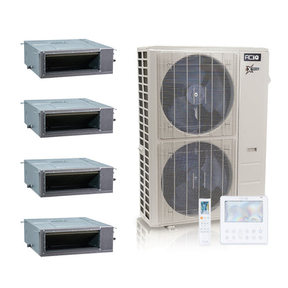 ACIQ Extreme Series 4-Zone Ducted Mini Split AC & Heat Pump 55000 BTU (9K+9K+18K+18K), Slim Duct Units, 230V