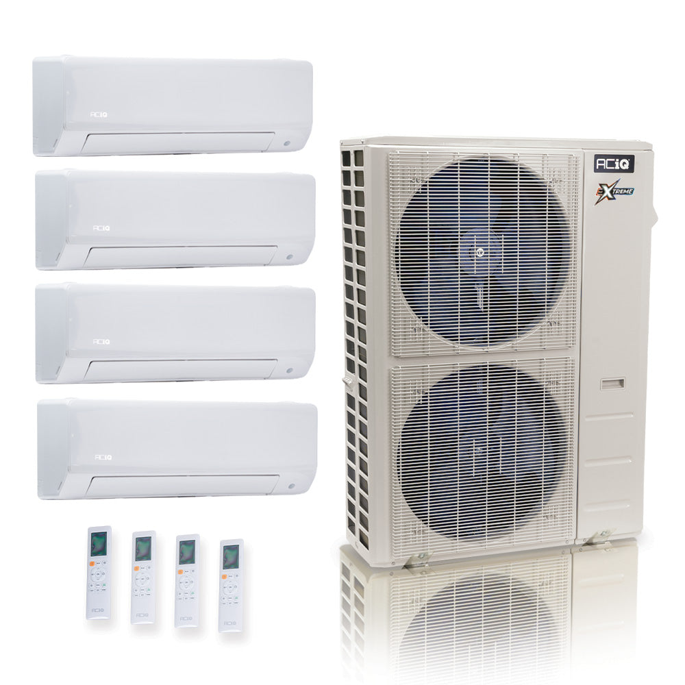 ACIQ Extreme Series 4-Zone Ductless Mini Split AC & Heat Pump 55000 BTU (9K+12K+12K+18K), Wall Mount Units, 230V