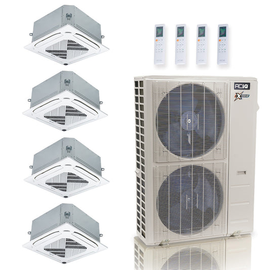 ACIQ Extreme Series 4-Zone Ductless Mini Split AC & Heat Pump 55000 BTU (12K+12K+12K+24K), Ceiling Cassettes Units, 230V