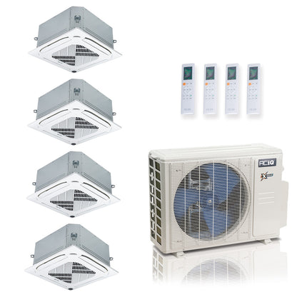 ACIQ Extreme Series 4-Zone Ductless Mini Split AC & Heat Pump 27000 BTU (12K+12K+12K+12K), Ceiling Cassettes Units, 230V