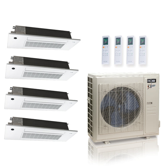 ACIQ Extreme Series 4-Zone Ductless Mini Split AC & Heat Pump 36000 BTU (9K+9K+9K+18K), One Way Ceiling Cassette Units, 230V