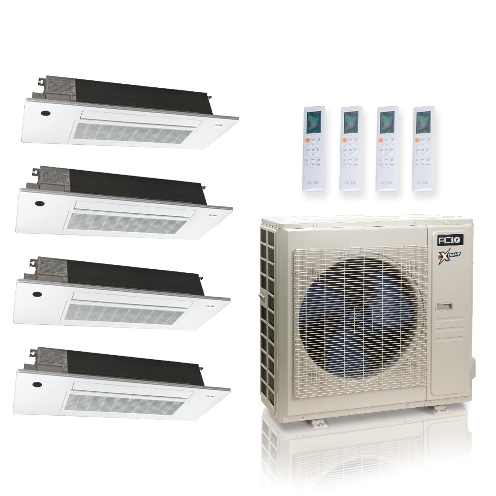 ACIQ Extreme Series 4-Zone Ductless Mini Split AC & Heat Pump 36000 BTU (6K+9K+9K+9K), One Way Ceiling Cassette Units, 230V