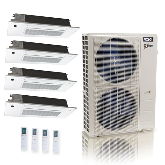 ACIQ Extreme Series 4-Zone Ductless Mini Split AC & Heat Pump 55000 BTU (12K+18K+18K+18K), One Way Ceiling Cassette Units, 230V