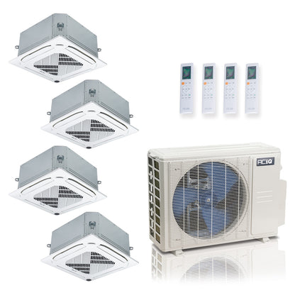 ACIQ 4-Zone Ductless Mini Split AC & Heat Pump 36000 BTU (9K+9K+9K+9K), Ceiling Cassettes Units, 230V