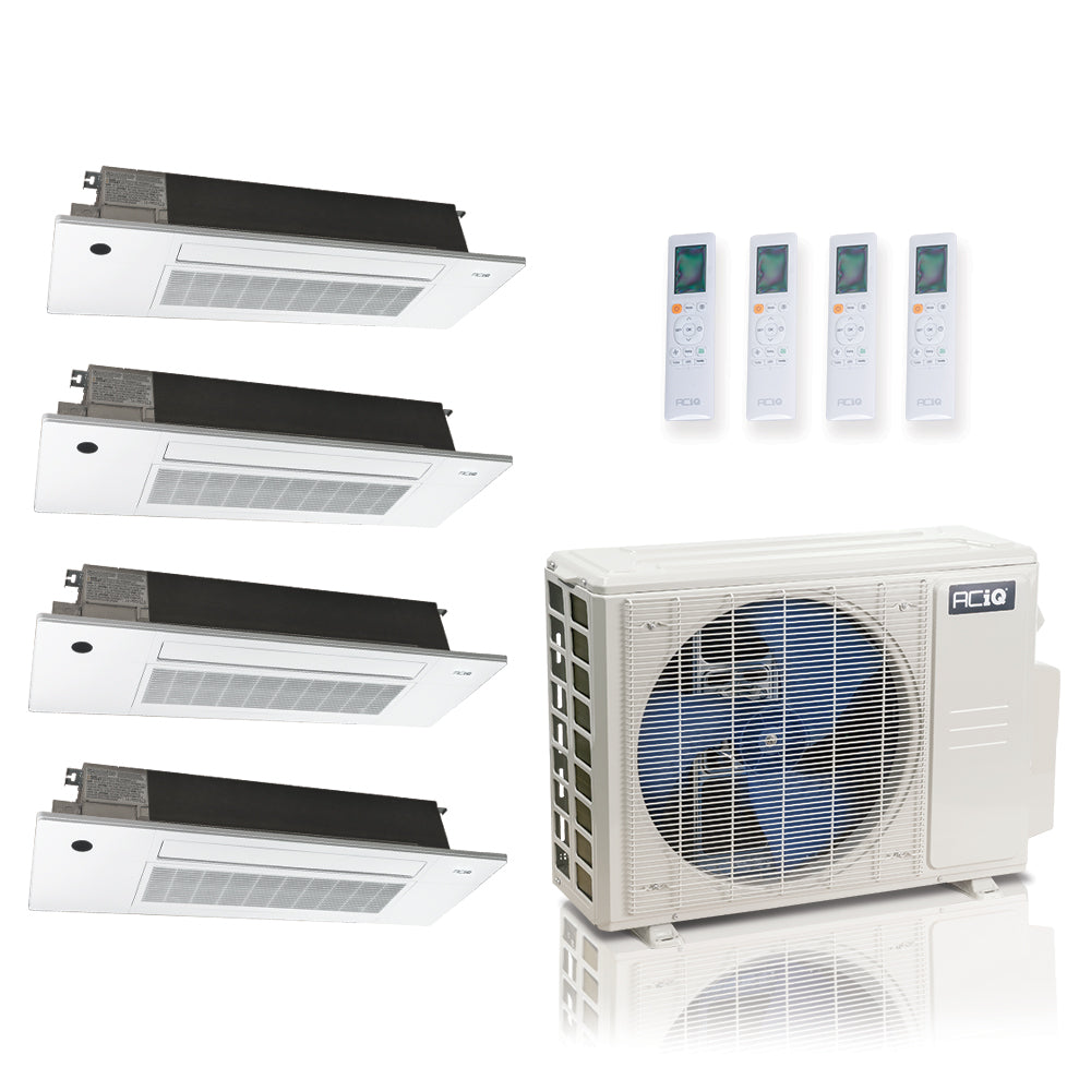 ACIQ 4-Zone Ductless Mini Split AC & Heat Pump 27000 BTU (6K+6K+6K+6K), One Way Ceiling Cassette Units, 230V