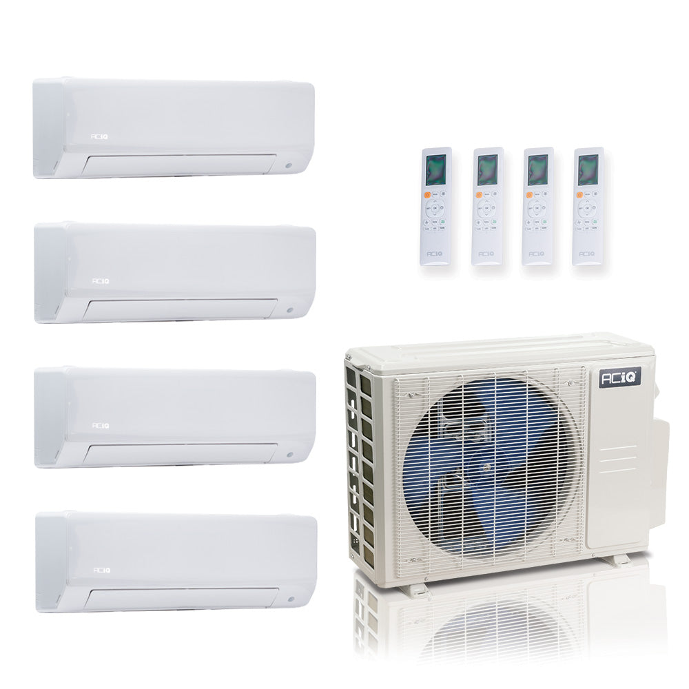 ACIQ 4-Zone Ductless Mini Split AC & Heat Pump 36000 BTU (6K+9K+9K+24K), Wall Mount Units, 230V