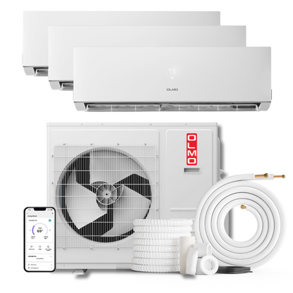 Olmo Sierra 3-Zone Ductless Mini Split AC & Heat Pump 24000 BTU (9K+9K+9K), Wall Mount Units, 230V - R410A