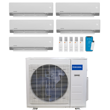 MRCOOL Olympus 4th Generation 5-Zone Ductless Mini Split AC & Heat Pump 36000 BTU (9K+9K+9K+9K+12K), Wall Mount Units, 230V
