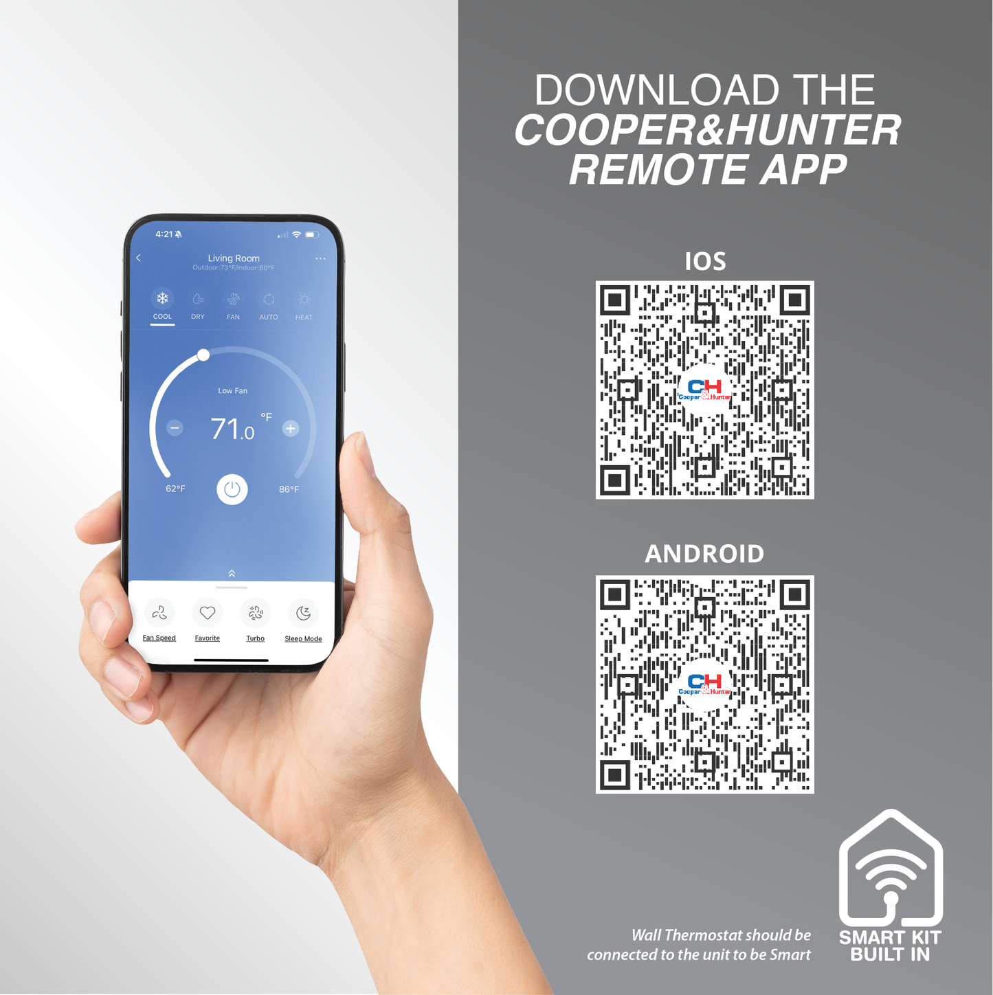 Cooper&Hunter Hyper 5-Zone Ducted Mini Split AC & Heat Pump 55000 BTU (12K+12K+12K+18K+18K), Slim Duct Units, 230V
