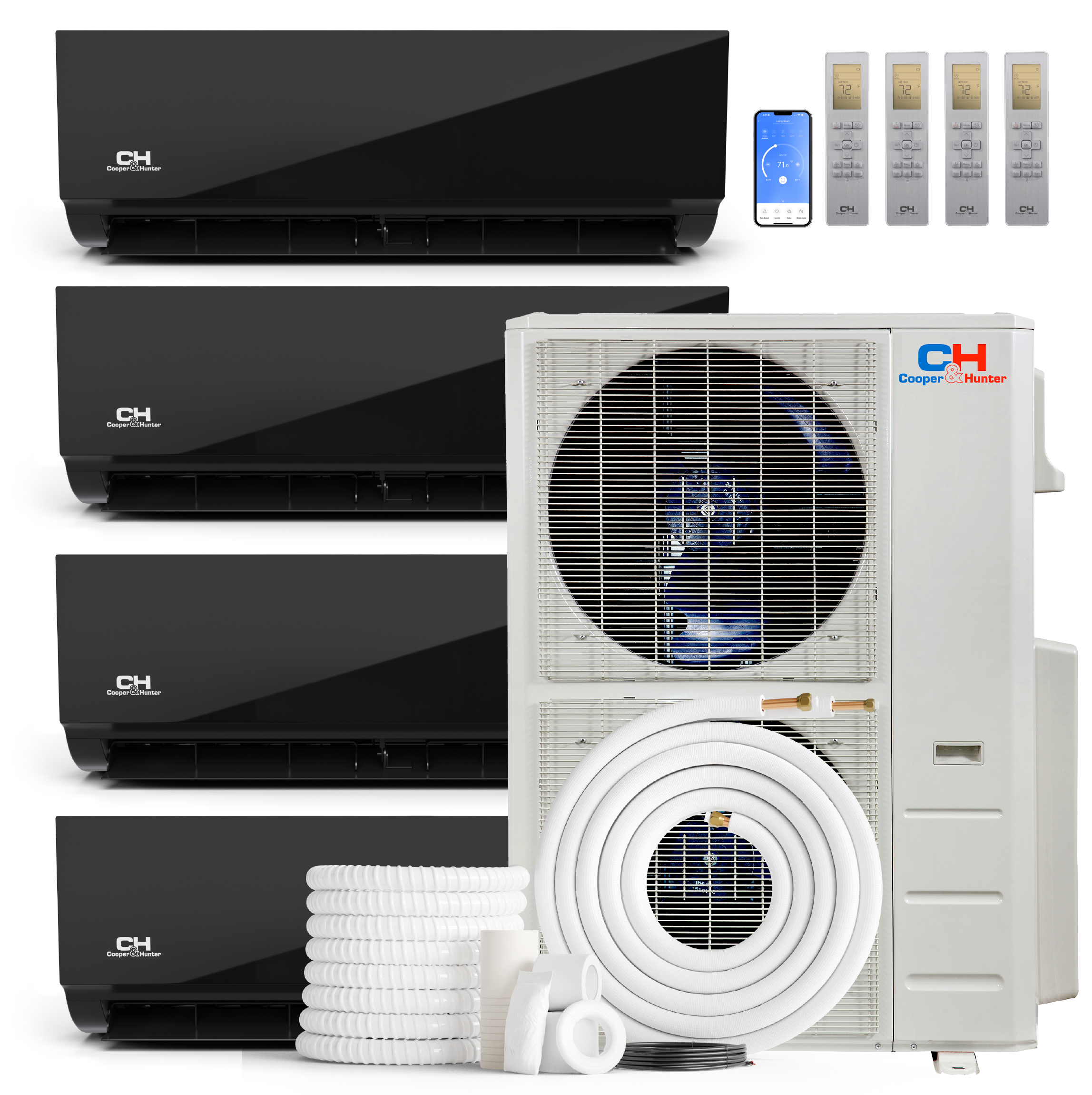 Cooper&Hunter Olivia Midnight 4-Zone Ductless Mini Split AC & Heat Pum ...