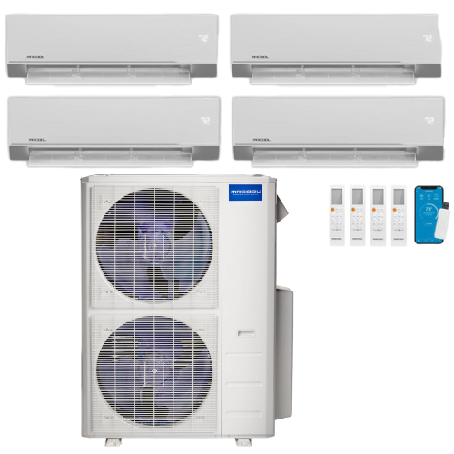 MRCOOL Olympus 4th Generation 4-Zone Ductless Mini Split AC & Heat Pump 48000 BTU (12K+12K+12K+24K), Wall Mount Units, 230V