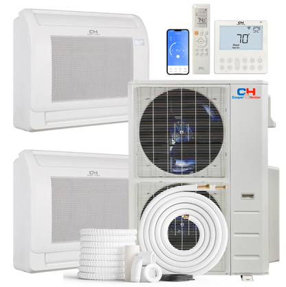 Cooper&Hunter 2-Zone Ductless Mini Split AC & Heat Pump 60000 BTU (12K+18K), Floor Console Units, 230V