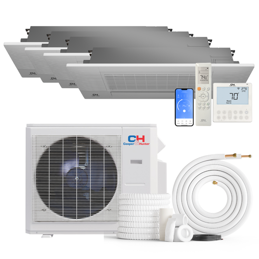 Cooper&Hunter 4-Zone Ductless Mini Split AC & Heat Pump 36000 BTU (9K+12K+12K+12K), One-Way Ceiling Cassettes Units, 230V