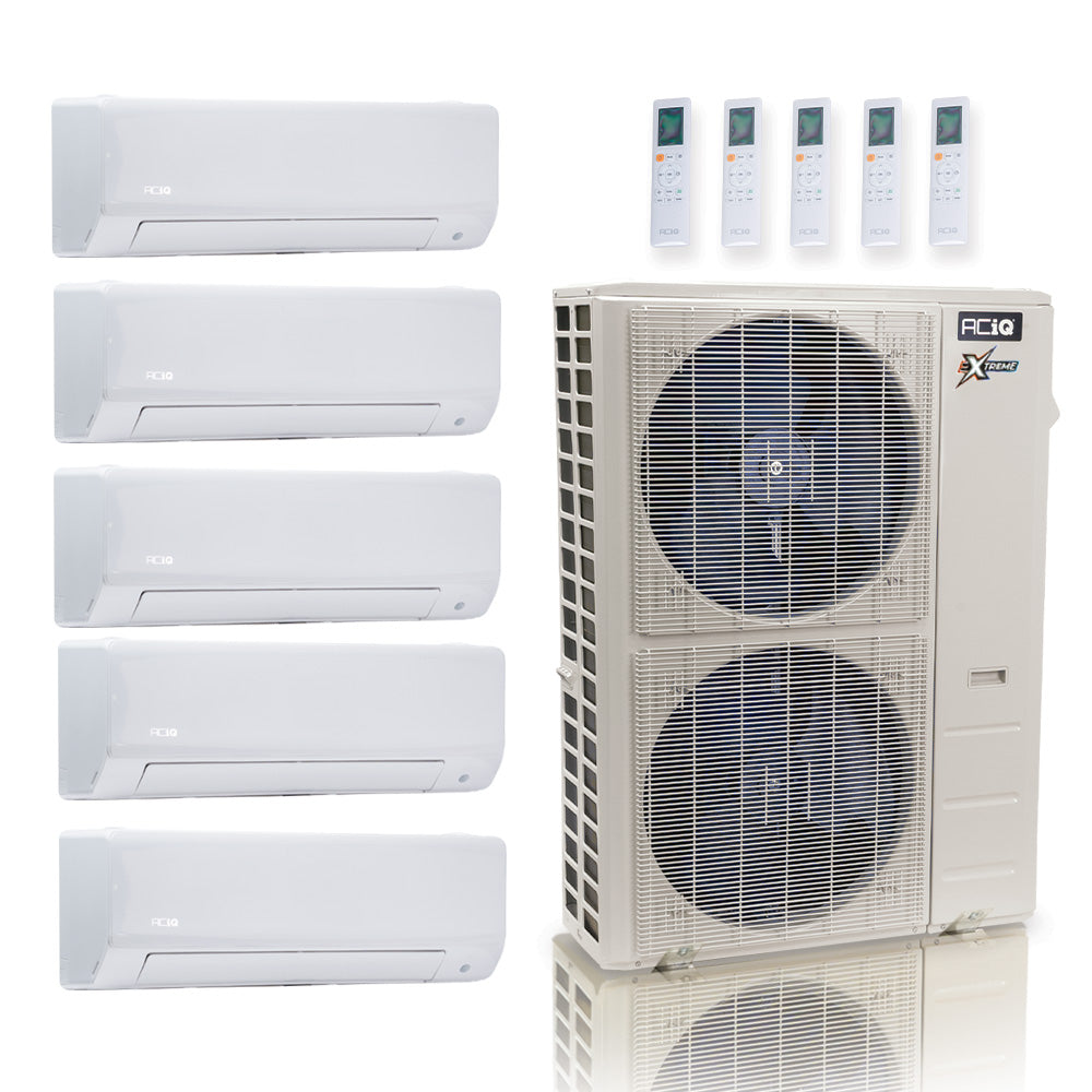 ACIQ Extreme Series 5-Zone Ductless Mini Split AC & Heat Pump 48000 BTU (6K+6K+6K+12K+24K), Wall Mount Units, 230V