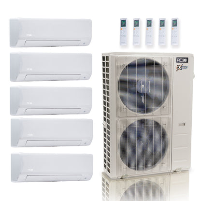 ACIQ Extreme Series 5-Zone Ductless Mini Split AC & Heat Pump 55000 BTU (9K+12K+12K+12K+18K), Wall Mount Units, 230V