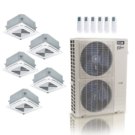 ACIQ Extreme Series 5-Zone Ductless Mini Split AC & Heat Pump 55000 BTU (12K+12K+12K+12K+24K), Ceiling Cassettes Units, 230V