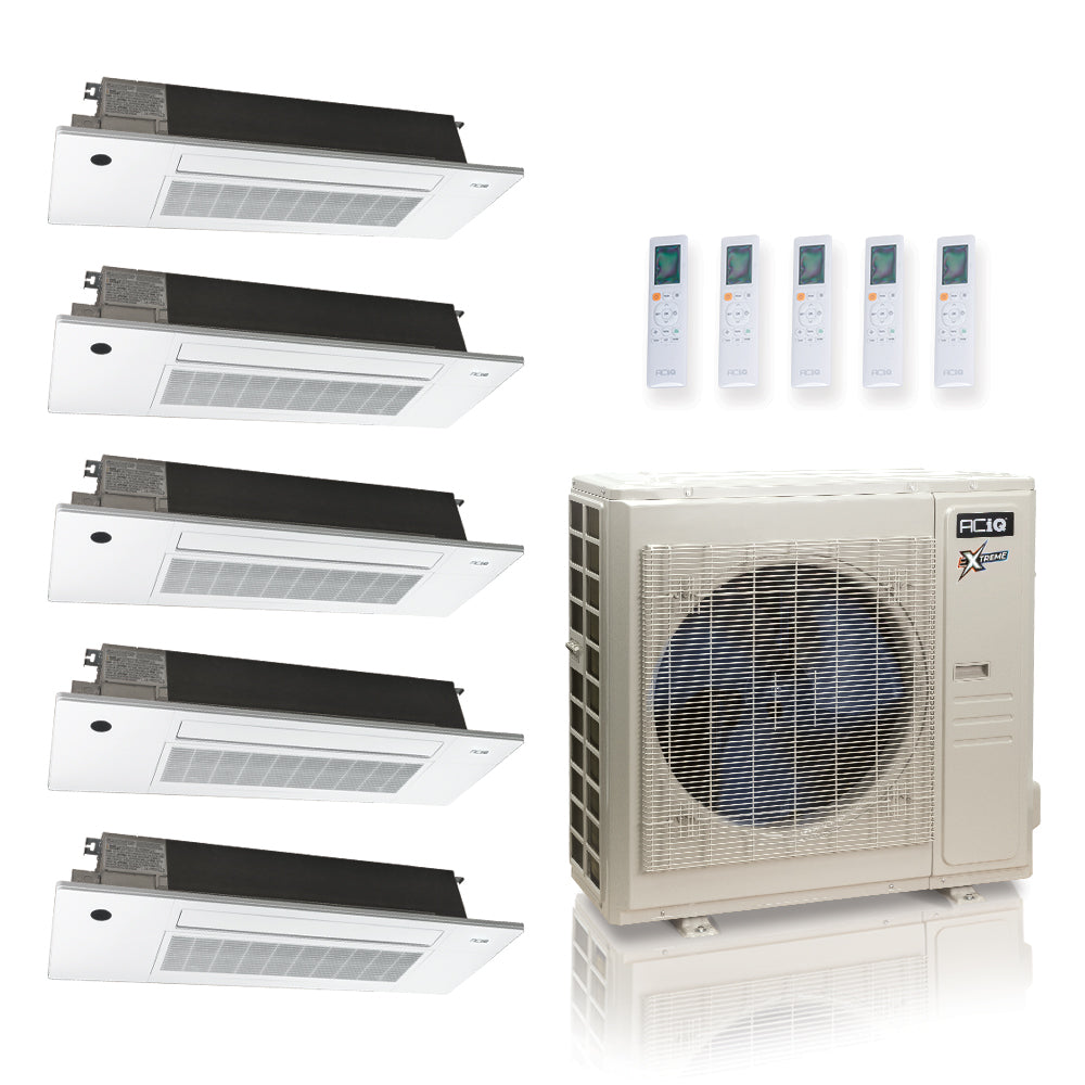 ACIQ Extreme Series 5-Zone Ductless Mini Split AC & Heat Pump 36000 BTU (6K+6K+6K+6K+12K), One Way Ceiling Cassette Units, 230V