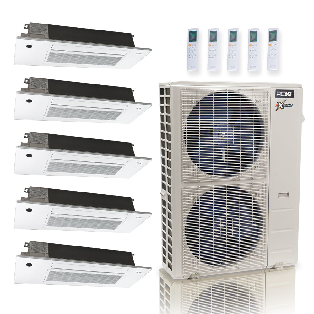 ACIQ Extreme Series 5-Zone Ductless Mini Split AC & Heat Pump 55000 BTU (6K+9K+18K+18K+18K), One Way Ceiling Cassette Units, 230V