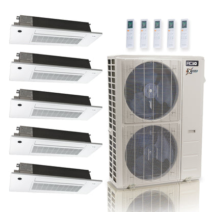 ACIQ Extreme Series 5-Zone Ductless Mini Split AC & Heat Pump 55000 BTU (9K+9K+9K+9K+18K), One Way Ceiling Cassette Units, 230V