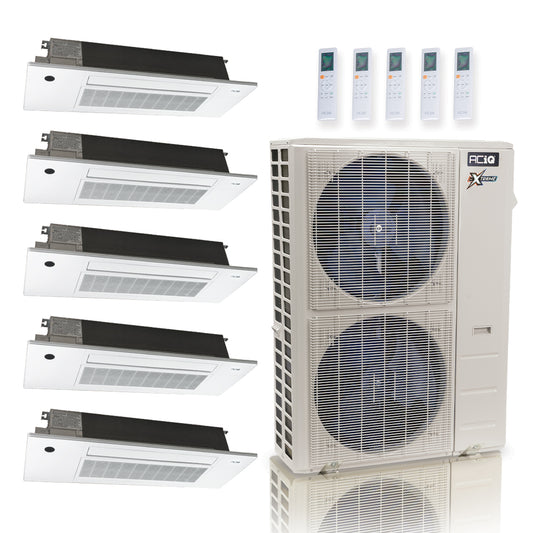 ACIQ Extreme Series 5-Zone Ductless Mini Split AC & Heat Pump 55000 BTU (6K+12K+18K+18K+18K), One Way Ceiling Cassette Units, 230V