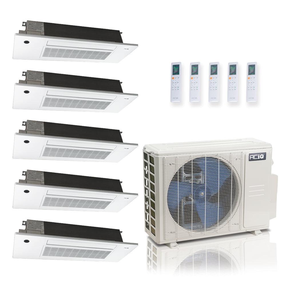 ACIQ 5-Zone Ductless Mini Split AC & Heat Pump 36000 BTU (6K+9K+9K+9K+12K), One Way Ceiling Cassette Units, 230V