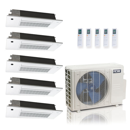 ACIQ 5-Zone Ductless Mini Split AC & Heat Pump 36000 BTU (6K+6K+6K+9K+12K), One Way Ceiling Cassette Units, 230V