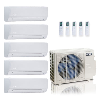 ACIQ 5-Zone Ductless Mini Split AC & Heat Pump 36000 BTU (6K+6K+6K+6K+9K), Wall Mount Units, 230V