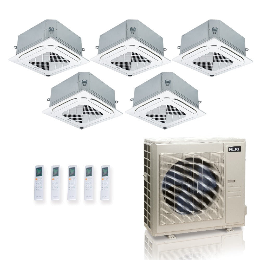 ACIQ 5-Zone Ductless Mini Split AC & Heat Pump 36000 BTU (9K+9K+9K+9K+9K), Ceiling Cassettes Units, 230V