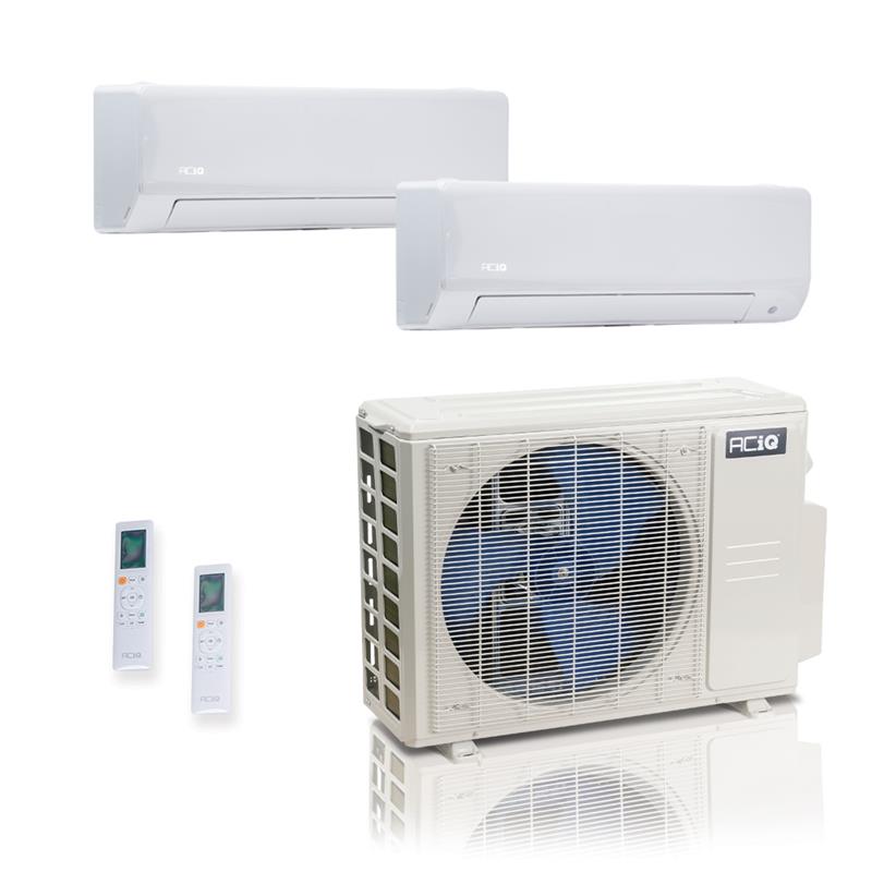 ACIQ 2-Zone Ductless Mini Split AC & Heat Pump 18000 BTU (6K+18K), Wall Mount Units, 230V