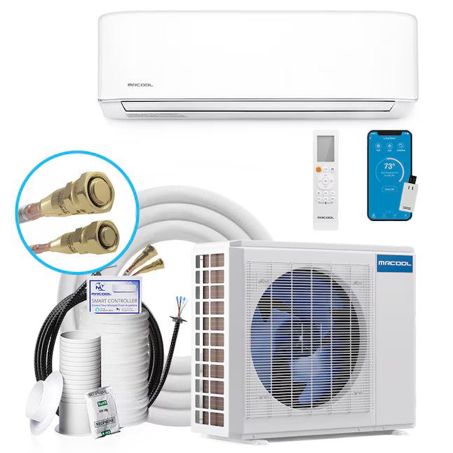MRCOOL® 9k R454B DIY 5th Generation Mini-Split Air Handler & Condenser 115V w/ 25ft Pre-Charged Quick Connect® Line Set & DIY® Cable DIY-09-HP-WM-115D25-O
