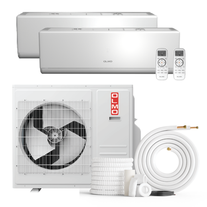 Olmo Sierra 2-Zone Ductless Mini Split AC & Heat Pump 27000 BTU (12K+12K), Wall Mount Units, 230V
