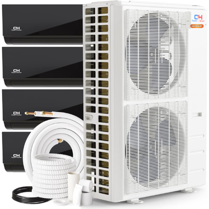 Cooper&Hunter Hyper Olivia Midnight 4-Zone Ductless Mini Split AC & Heat Pump 55000 BTU (6K+6K+9K+9K), Wall Mount Units, 230V - R410A