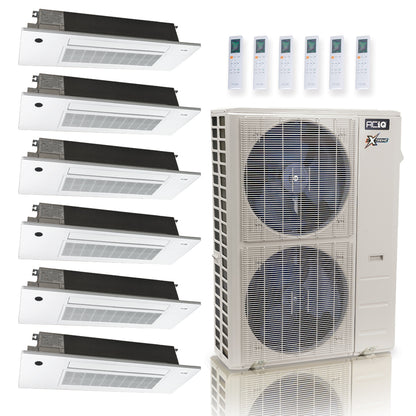 ACIQ Extreme Series 6-Zone Ductless Mini Split AC & Heat Pump 48000 BTU (6K+6K+6K+9K+9K+9K), One Way Ceiling Cassette Units, 230V