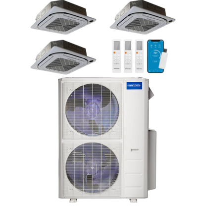 MRCOOL Olympus 4th Generation 3-Zone Ductless Mini Split AC & Heat Pump 48000 BTU (18K+18K+18K), Ceiling Cassette Units, 230V