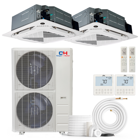 Cooper&Hunter 2-Zone Ductless Mini Split AC & Heat Pump 60000 BTU (9K+24K), Ceiling Cassettes Units, 230V
