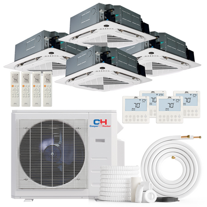 Cooper&Hunter 4-Zone Ductless Mini Split AC & Heat Pump 36000 BTU (9K+9K+9K+9K), Ceiling Cassettes Units, 230V