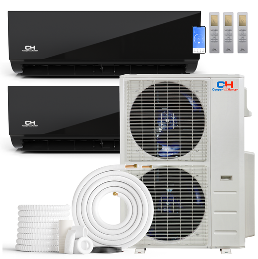 Cooper&Hunter Olivia Midnight 2-Zone Ductless Mini Split AC & Heat Pump 48000 BTU (12K+12K), Wall Mount Units, 230V