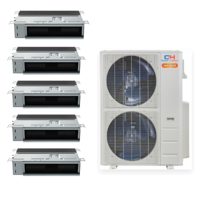 Cooper&Hunter Hyper 5-Zone Ducted Mini Split AC & Heat Pump 55000 BTU (9K+9K+9K+9K+9K), Slim Duct Units, 230V - R410A
