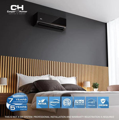Cooper&Hunter 9,000 BTU Olivia Midnight Hyper Single Zone Wall Mount Minisplit Heat Pump System R410A 230V