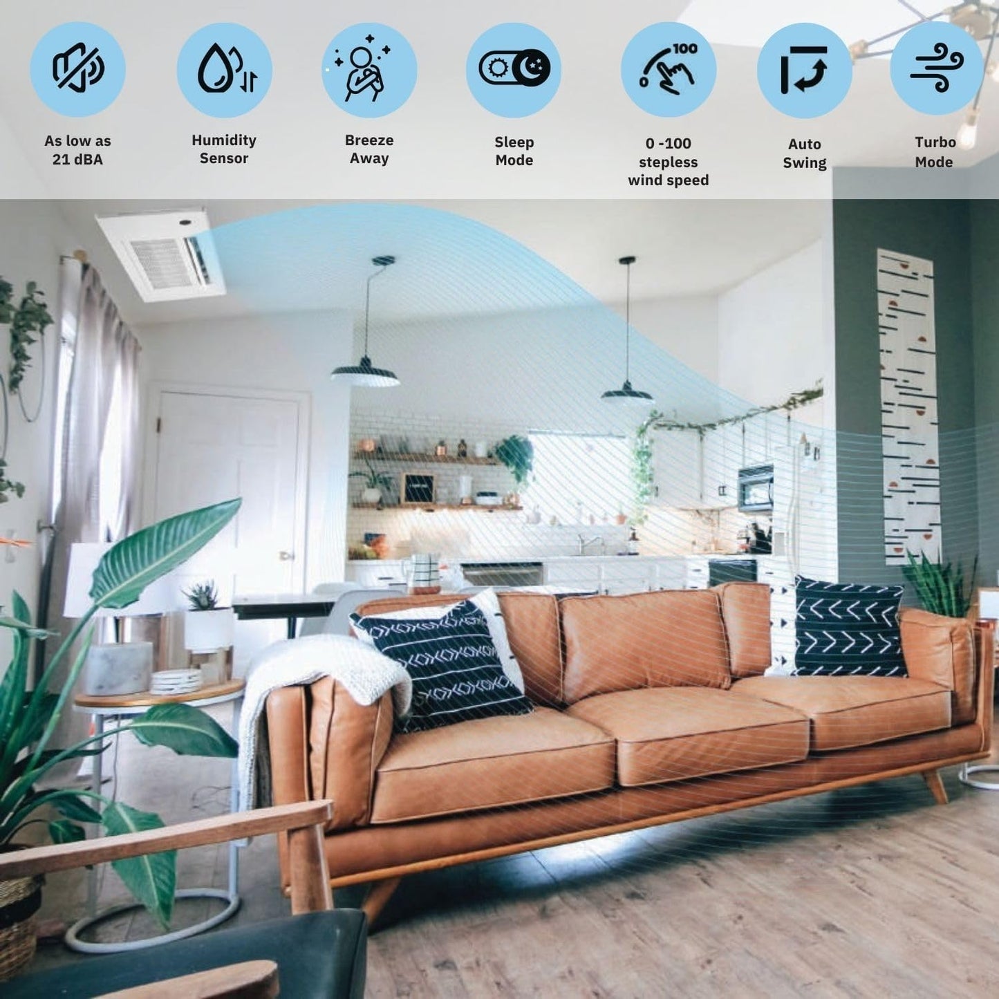 Cooper&Hunter One-way Ceiling Cassette Ductless Mini Split AC Indoor Unit – 6,000 BTU | R410A