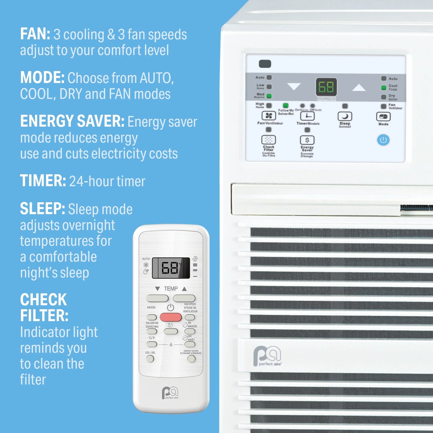 Perfect Aire | Perfect Aire 8,000 BTU Thru-the-Wall Air Conditioner 115V (R32), DOE | 8,000 BTU Thru-the-Wall Air Conditioner
With a sleek thru-the-wall design, this 8,000 BTU air condit