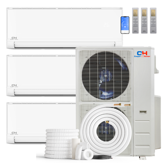 Cooper&Hunter Olivia 3-Zone Ductless Mini Split AC & Heat Pump 60000 BTU (6K+9K+12K), Wall Mount Units, 230V