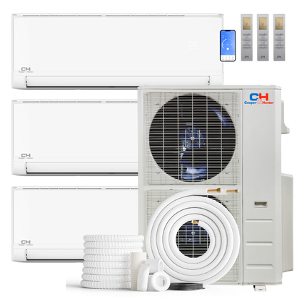 Cooper&Hunter Olivia 3-Zone Ductless Mini Split AC & Heat Pump 60000 BTU (6K+6K+18K), Wall Mount Units, 230V