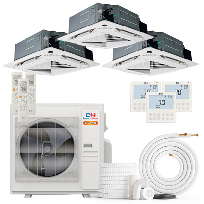Cooper&Hunter Hyper 3-Zone Ductless Mini Split AC & Heat Pump 36000 BTU (9K+9K+24K), Ceiling Cassettes Units, 230V