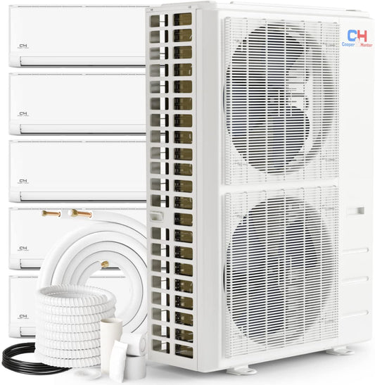 Cooper&Hunter Olivia 5-Zone Ductless Mini Split AC & Heat Pump 55000 BTU (9K+9K+9K+9K+9K), Wall Mount Units, 230V - R410A