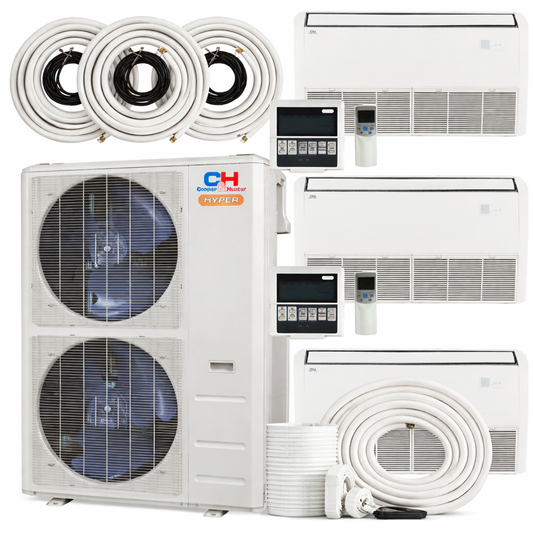 Cooper&Hunter 3-Zone Hyper Ductless Mini Split AC & Heat Pump 55000 BTU (18K+18K+18K), Universal/Floor Ceiling Units, 230V - R410A