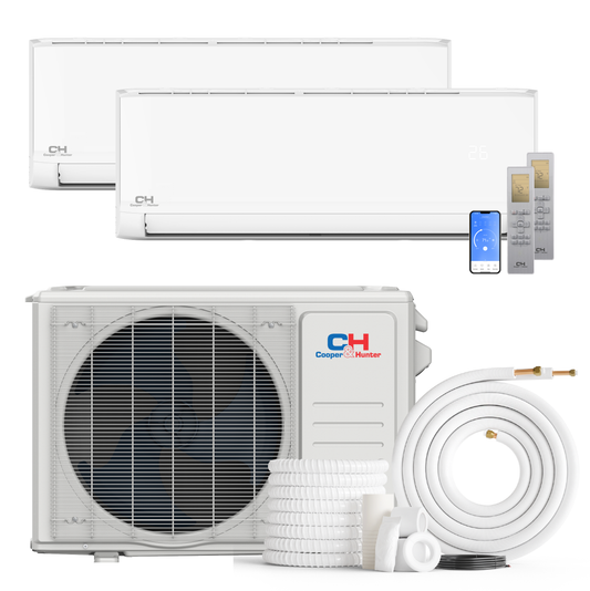 Cooper&Hunter Olivia 2-Zone Ductless Mini Split AC & Heat Pump 18000 BTU (12K+12K), Wall Mount Units, 230V