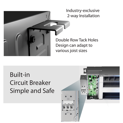 Cooper&Hunter Hyper 4-Zone Ductless Mini Split AC & Heat Pump 55000 BTU (6K+9K+9K+12K), One-Way Ceiling Cassettes Units, 230V